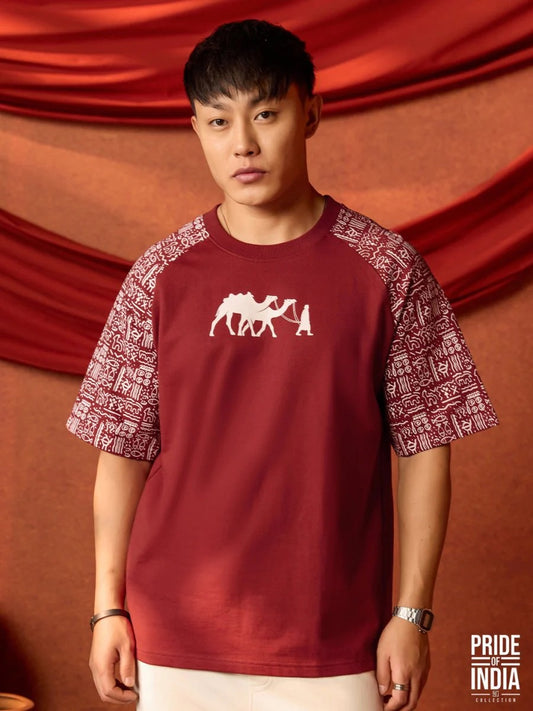 Kwant Men's Rajasthan Heritage Oversized Graphic T-Shirt – Premium Cotton Relaxed Fit Casual Tee for Men